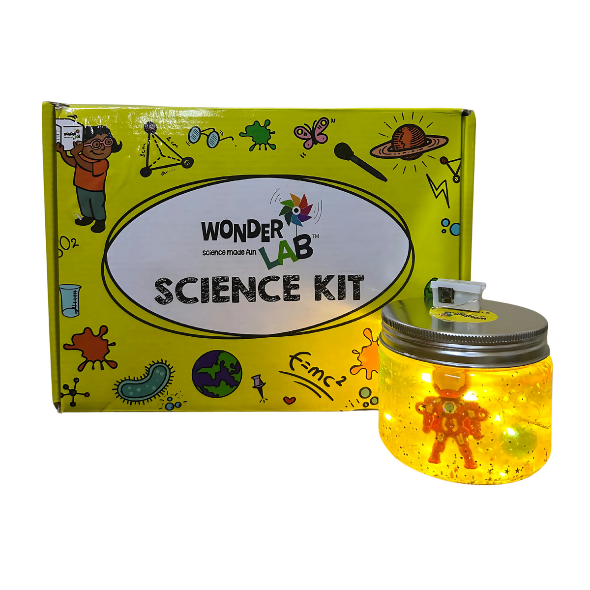 WonderLab Super Hero Glow Jar | LED Night Lamp & Superhero-Themed Kids Room Décor | DIY Science & Art Activity Kit | Creative Gift for Kids