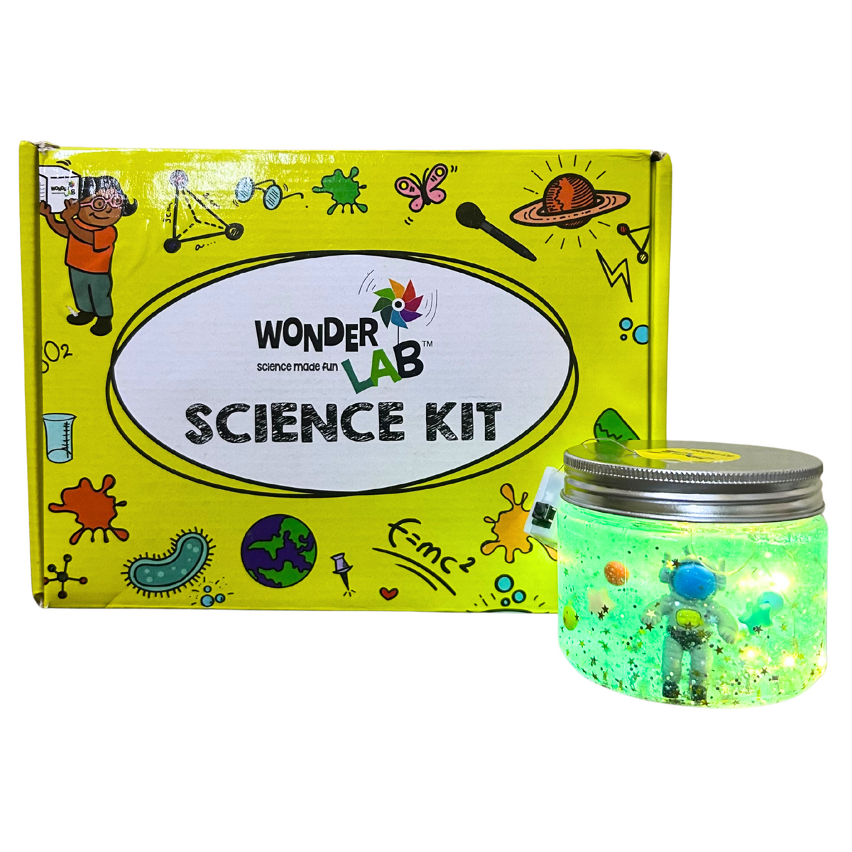 WonderLab Cosmic Adventure Glow Jar | Space-Themed Night Light & Kids Bedroom Décor | DIY Science & Art Activity Kit | Creative Gift for Kids
