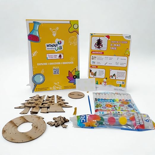 WonderLab Santa’s Slide Xmas Tree Kit for Kids | DIY Christmas Craft Activity Kit | STEM & Art Learning Toy | Creative Holiday Gift for Boys & Girls 3+ Years