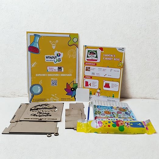 WonderLab Santa Candy Box Kit for Kids | DIY Christmas Craft Activity Kit | STEM & Art Learning Toy | Creative Holiday Gift for Boys & Girls 4+ Years
