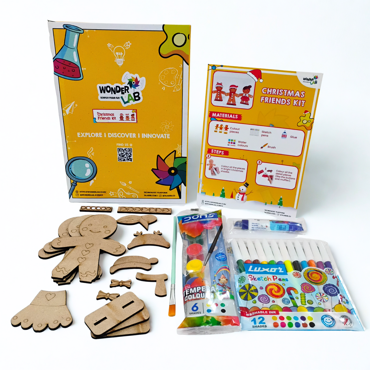 WonderLab Christmas Friends Kit for Kids | DIY Christmas Craft Activity Kit | STEM & Art Learning Toy | Creative Holiday Gift for Boys & Girls 3+ Years