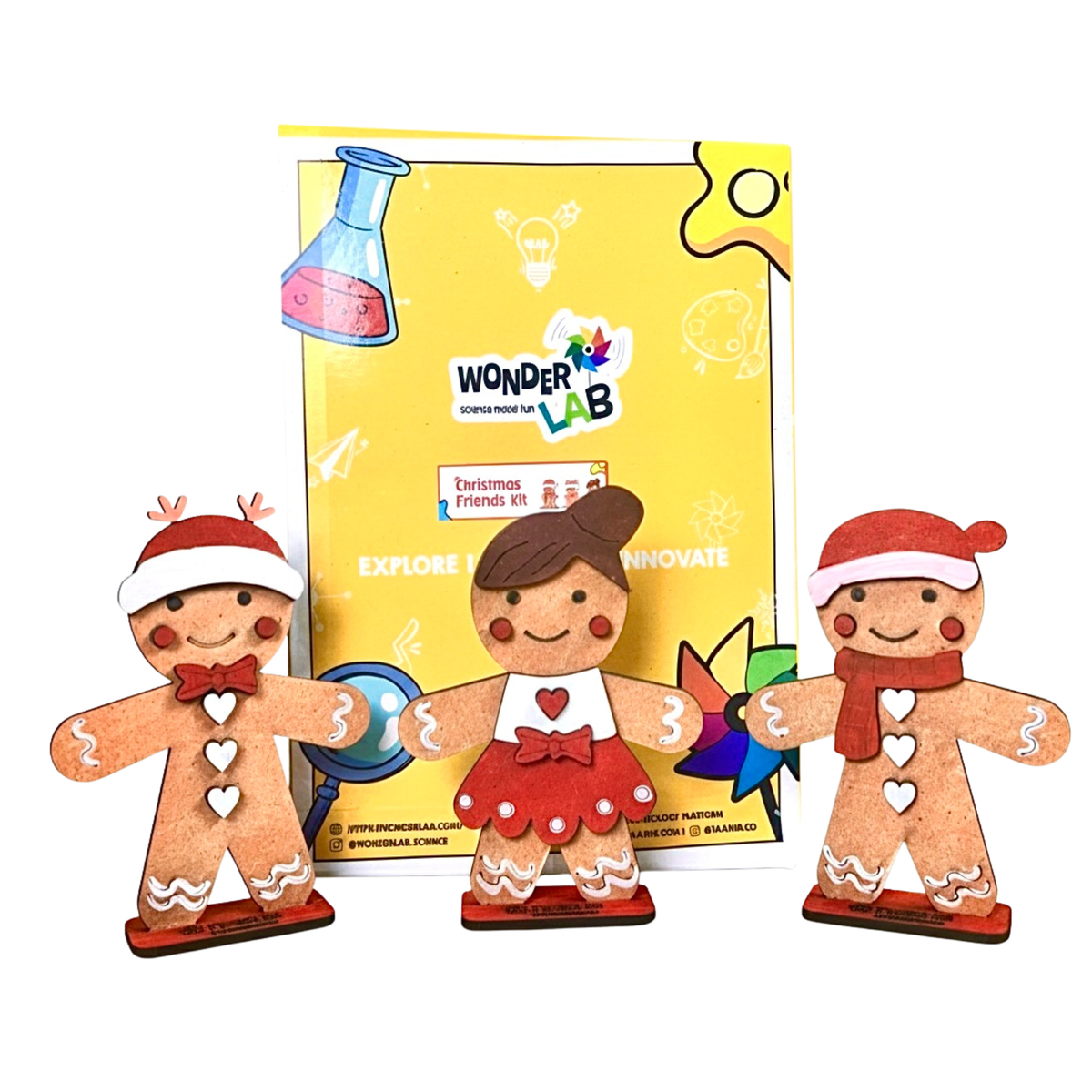 WonderLab Christmas Friends Kit for Kids | DIY Christmas Craft Activity Kit | STEM & Art Learning Toy | Creative Holiday Gift for Boys & Girls 3+ Years