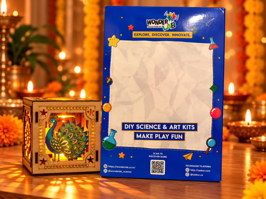 WonderLab Diwali Shadow Lantern DIY Kit for Children | Diwali Craft & Lantern Making Kit for Boys and Girls Aged 5–10+ Years | Festive Decoration | Creative Learning Activity | Handmade Diwali Decor | Birthday Gift | Festive Gift | Return Gift