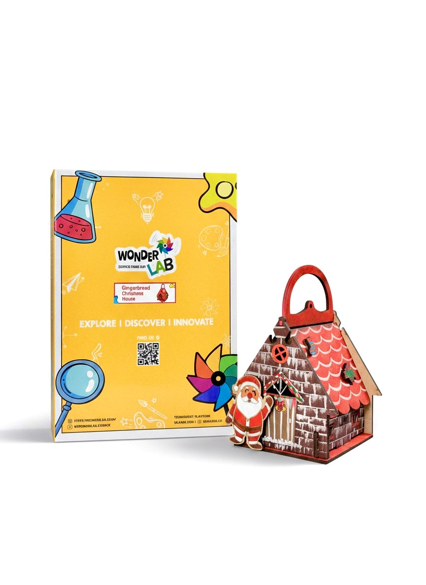 WonderLab Gingerbread Christmas House Kit for Kids | DIY Festive Craft Activity Kit | STEM & Art Learning Toy | Creative Holiday Gift for Boys and Girls 3+ Years