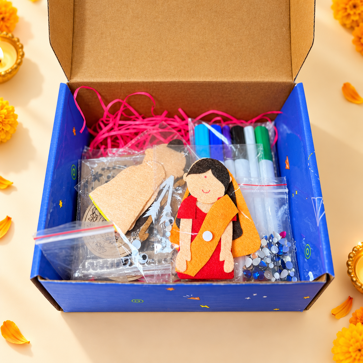 WonderLab's Shagun & Celebration DIY Kit for Children | DIY Craft Kit | Traditional Indian Art and Craft Kit for Boys and Girls | Festive Learning Kit | Creative Activities | Cultural Craft Kit | Birthday Gift | Return Gift | Festive Gift