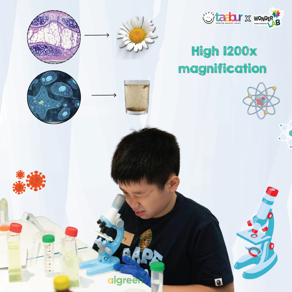 WonderLab Cell Detective Kit | Kids Beginner Microscope Science Lab | STEM Learning Toy with Microscope Slides & Tools | Discovery Activity Set for Boys & Girls