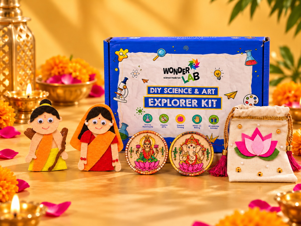 WonderLab's Shagun & Celebration DIY Kit for Children | DIY Craft Kit | Traditional Indian Art and Craft Kit for Boys and Girls | Festive Learning Kit | Creative Activities | Cultural Craft Kit | Birthday Gift | Return Gift | Festive Gift