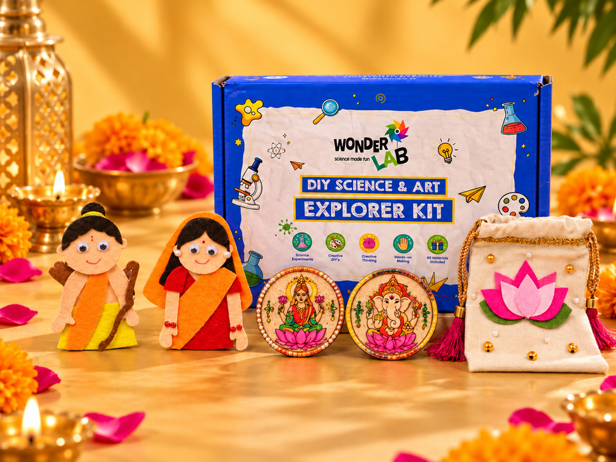 WonderLab's Shagun & Celebration DIY Kit for Children | DIY Craft Kit | Traditional Indian Art and Craft Kit for Boys and Girls | Festive Learning Kit | Creative Activities | Cultural Craft Kit | Birthday Gift | Return Gift | Festive Gift