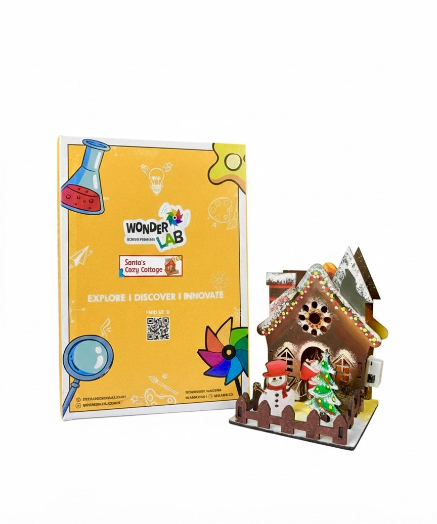 WonderLab Santa’s Cozy Cottage Kit for Kids | DIY Christmas Craft Activity Kit | STEM & Art Learning Toy | Creative Holiday Gift for Boys & Girls 3+ Years
