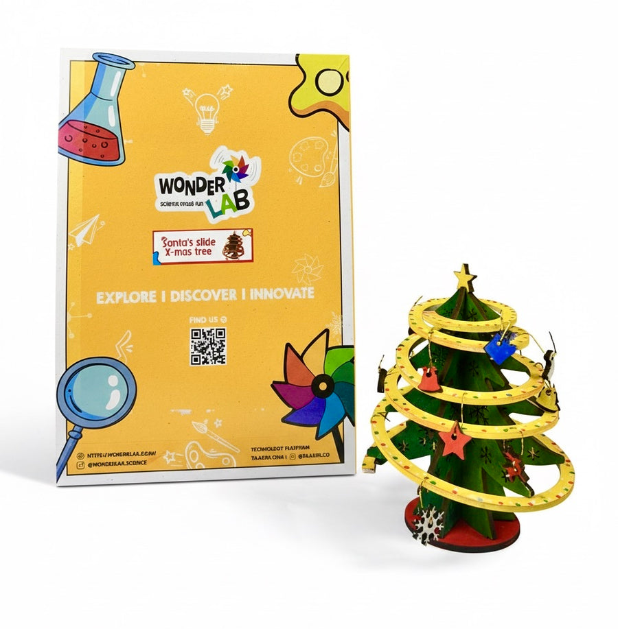 WonderLab Santa’s Slide Xmas Tree Kit for Kids | DIY Christmas Craft Activity Kit | STEM & Art Learning Toy | Creative Holiday Gift for Boys & Girls 3+ Years