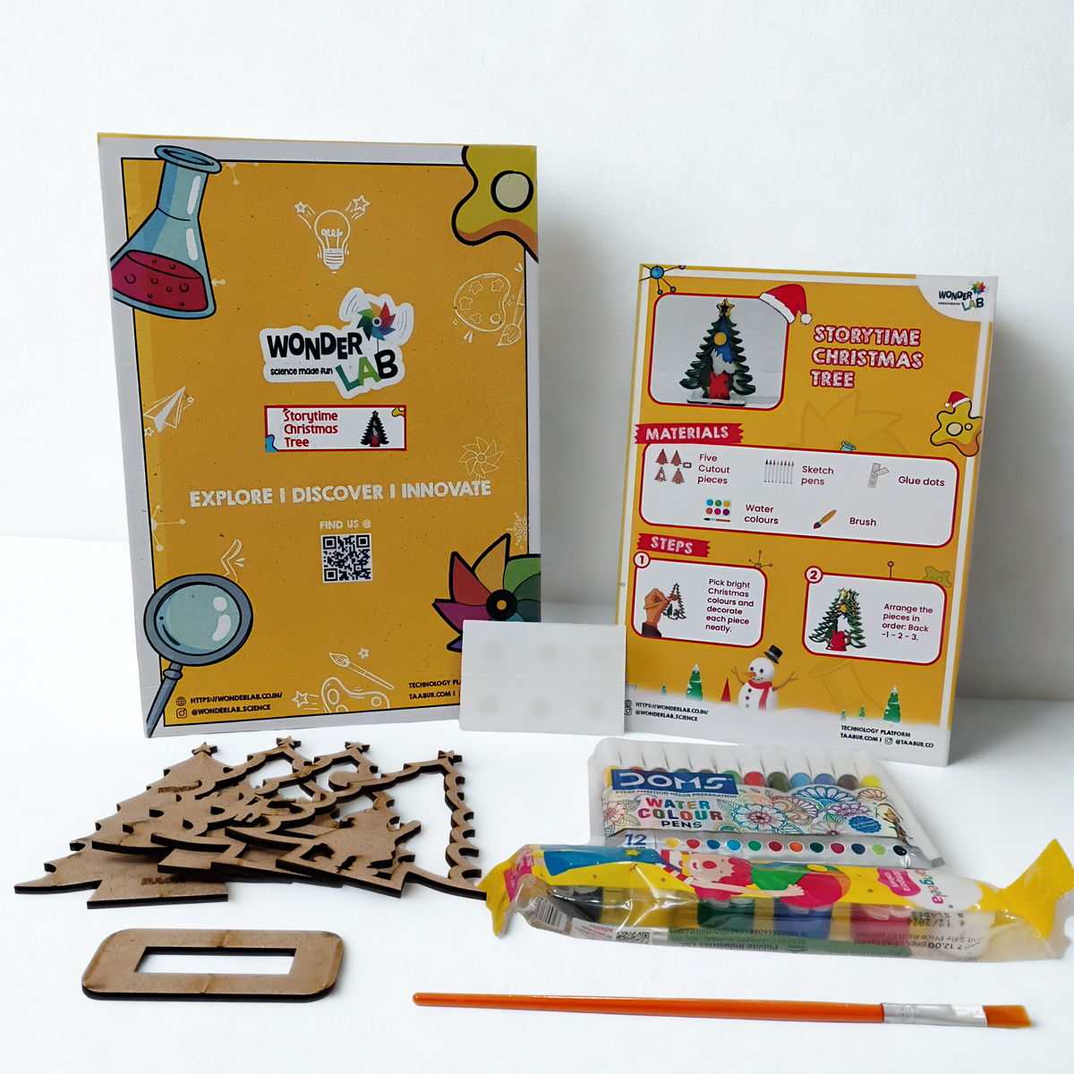 WonderLab Storytime Christmas Tree Kit for Kids | DIY Christmas Craft Activity Kit | STEM & Art Learning Toy | Creative Holiday Gift for Boys & Girls 3+ Years