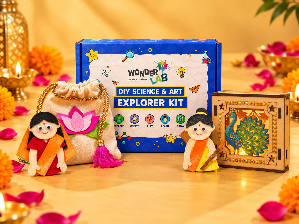 WonderLab’s Diwali Magic Kit for Children | DIY Festive Craft Kit | Diwali Decoration Kit for Boys and Girls | Creative Learning Kit | Cultural Activity Kit | STEM-Inspired DIY Kit | Festive Gift for Children | Diwali Return Gift