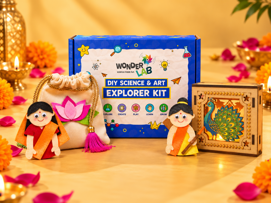 WonderLab’s Diwali Magic Kit for Children | DIY Festive Craft Kit | Diwali Decoration Kit for Boys and Girls | Creative Learning Kit | Cultural Activity Kit | STEM-Inspired DIY Kit | Festive Gift for Children | Diwali Return Gift