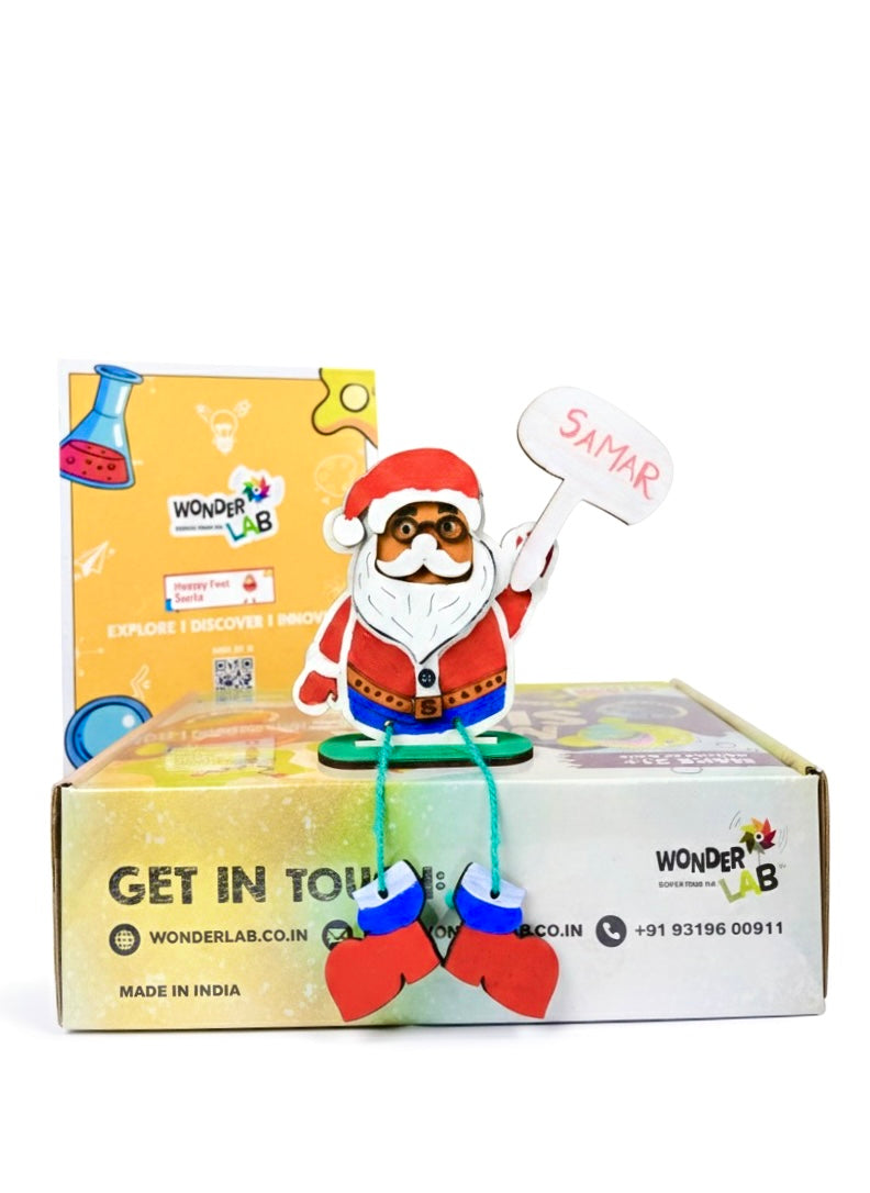 WonderLab Happy Feet Santa Kit for Kids | DIY Christmas Craft Activity Kit | STEM & Art Learning Toy | Creative Holiday Gift for Boys & Girls 3+ Years
