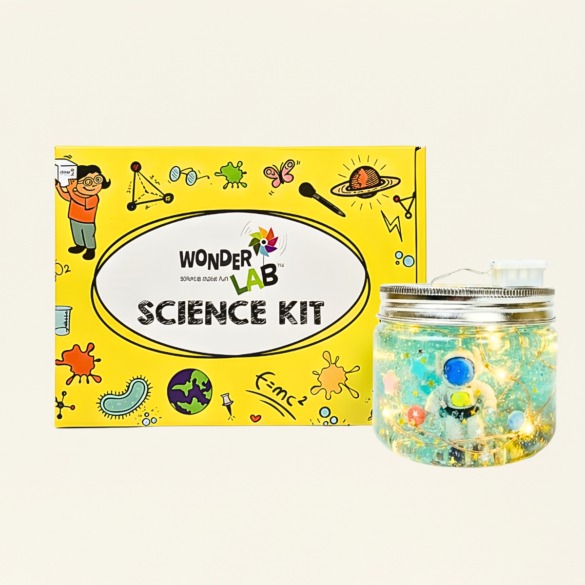 WonderLab Cosmic Adventure Glow Jar | Space-Themed Night Light & Kids Bedroom Décor | DIY Science & Art Activity Kit | Creative Gift for Kids