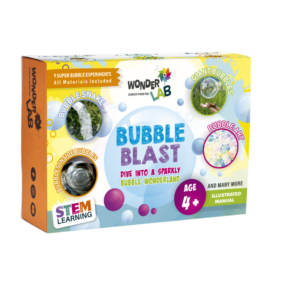 WonderLab Bubble Blast Science Kit for Kids | DIY Giant Bubble Maker STEM Activity Toy | Fun Learning Science Experiment Gift for Boys & Girls 4+ Years