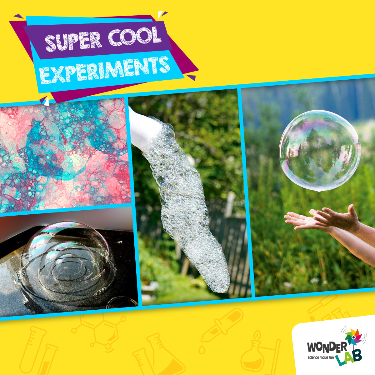 WonderLab Bubble Blast Science Kit for Kids | DIY Giant Bubble Maker STEM Activity Toy | Fun Learning Science Experiment Gift for Boys & Girls 4+ Years
