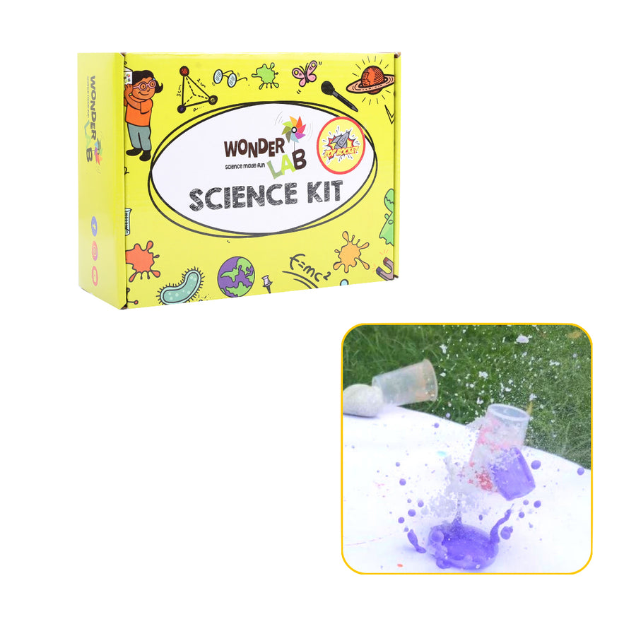 WonderLab Pop Rocket Science Kit for Kids | DIY Space Rocket Experiment Activity | STEM Learning Toy to Build & Launch Mini Rocket | Educational Gift for Boys & Girls