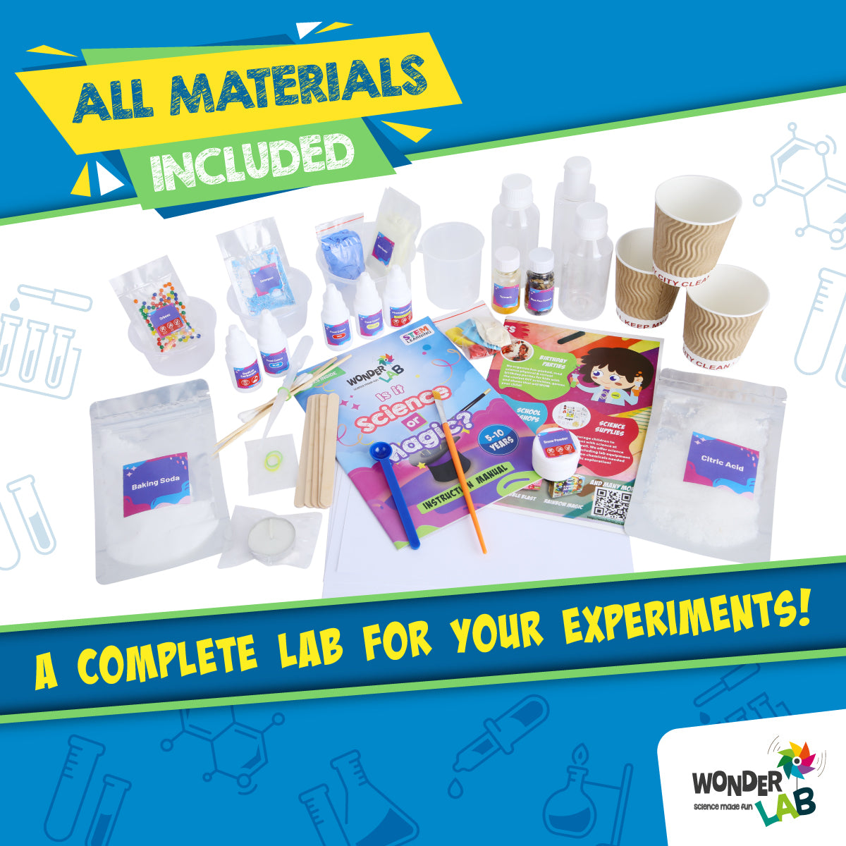 WonderLab Science or Magic Kit for Kids | DIY STEM Experiment Activity Set | 14 Magical Science Experiments with Fun Tricks & Pranks | Educational Gift for Boys & Girls 5-10+ Years