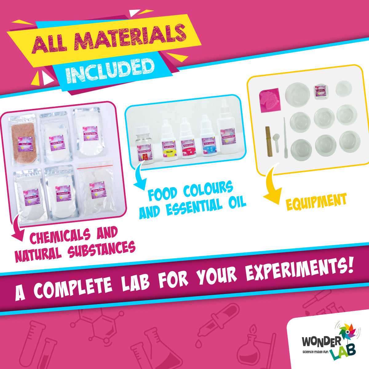 WonderLab Rainbow & Unicorn Spa Lab Kit | DIY Soap Making, Bath Bombs & Shimmery Scrub Science Activity | STEM Learning Kit for Kids 6-12 Years
