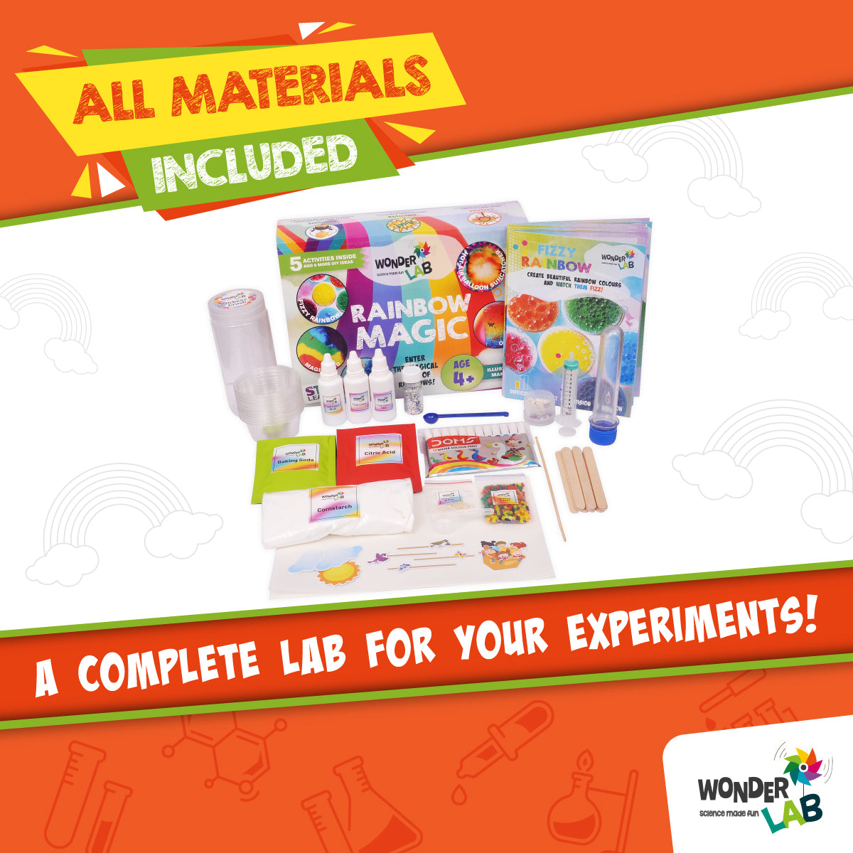 WonderLab Rainbow Magic Craft Kit for Kids | DIY Science & Art Activity Set | Fun Educational Creative Learning Toy | Birthday & Return Gift for Boys & Girls
