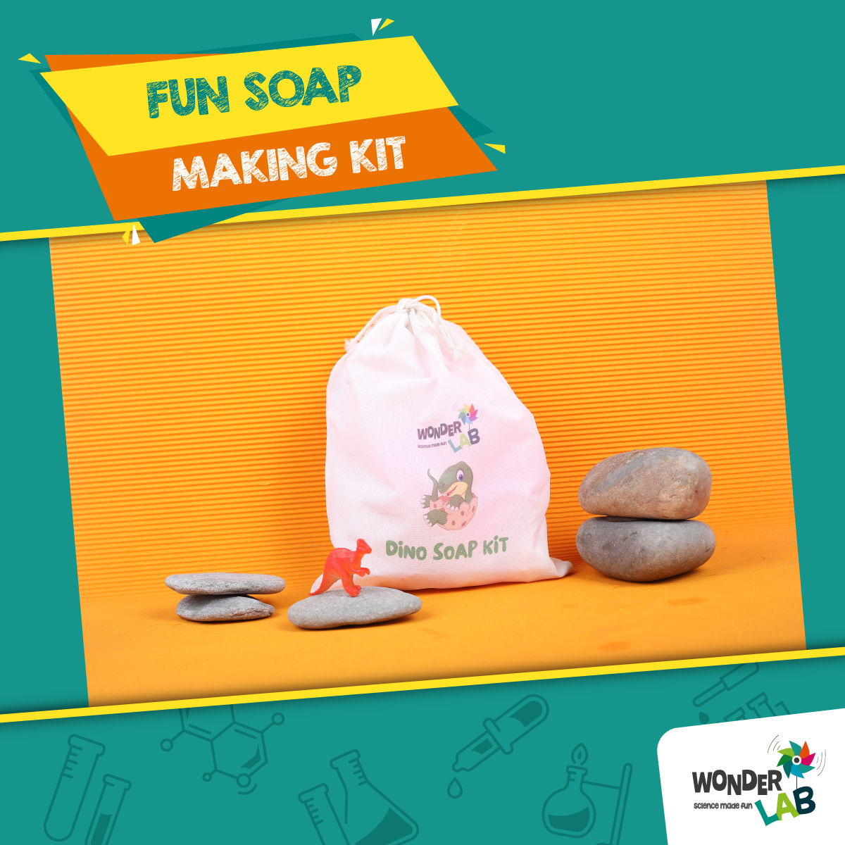 WonderLab Dino Soap Making Kit for Kids | DIY Science & Craft Activity Kit | Create Fun Dinosaur Soaps | STEM Learning Toy & Birthday Gift for Boys & Girls 5+ Years