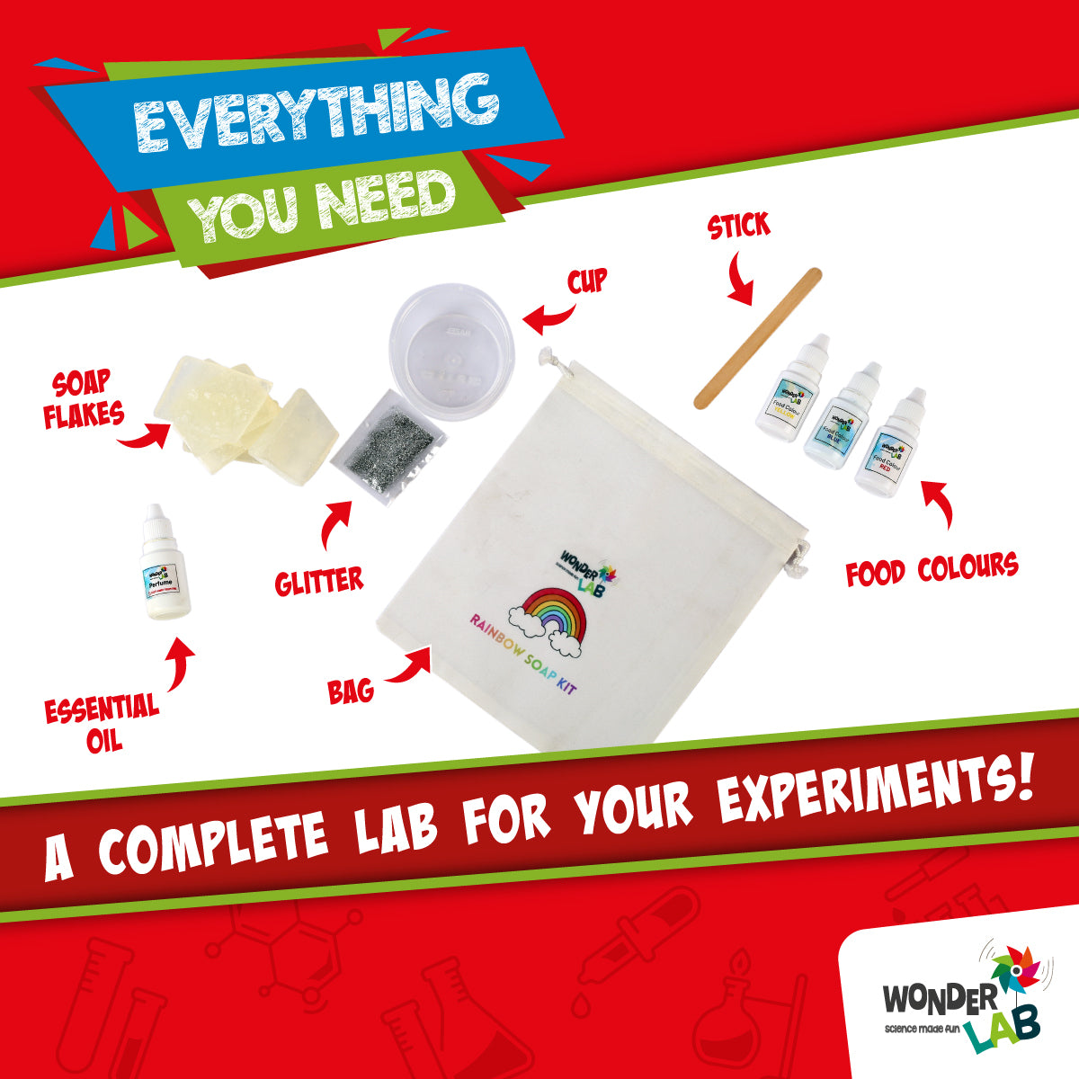 WonderLab Rainbow & Unicorn Spa Lab Kit for Kids | DIY Science Activity Kit | Soap Making, Bath Bombs & Shimmery Scrub Craft Set | STEM Learning Gift for Boys & Girls 6-12 Years