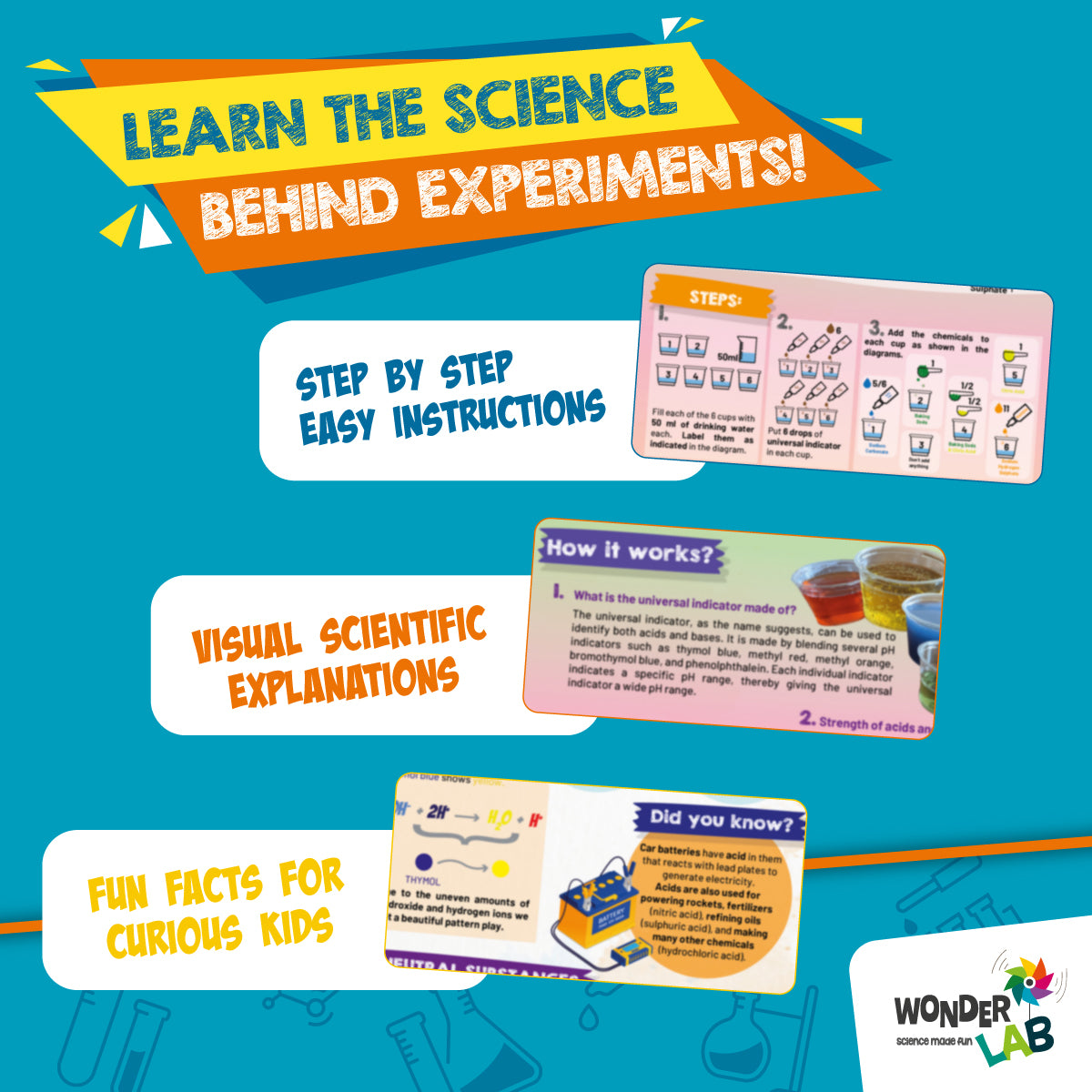 WonderLab DIY Chemistry Kit for Kids | Colourful Chemistry Experiment Activity Set | STEM Learning Science Toy with Hands-On Experiments | Educational Gift for Boys & Girls 10+ Years